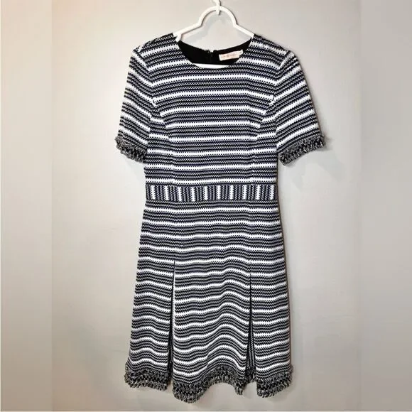 Tory Burch Paulina Open Knit Fringe Black White Dress Size small - Picture 2 of 10